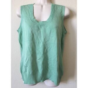 Laura Michelle Green Sleeveless Detailed Scoop Neckline Women’s Top Size L